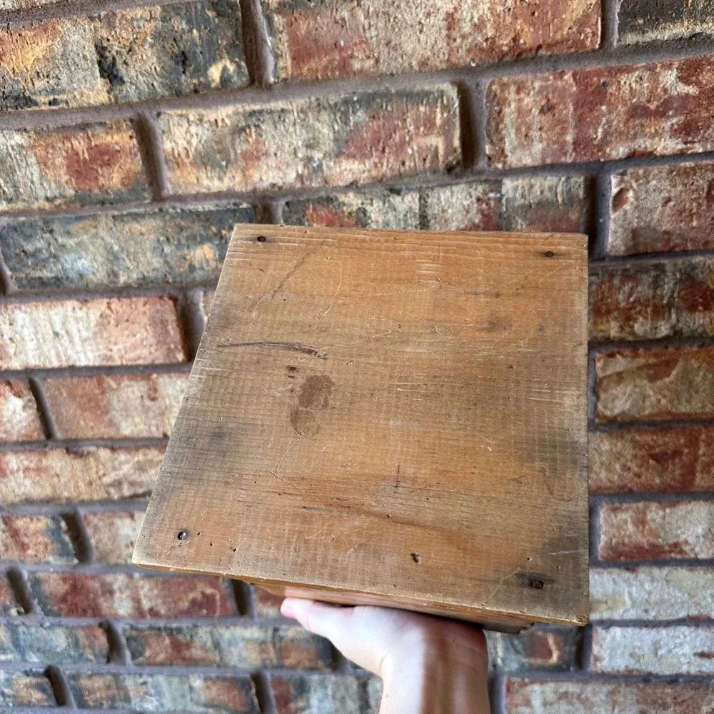 Rustic Wood Storage Crate with Handle Distressed Farmhouse Decor Planter Box
